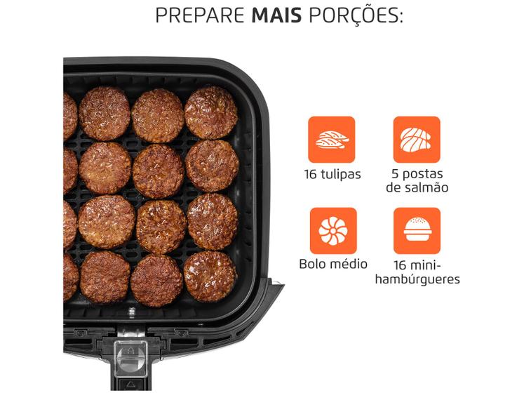 Fritadeira Elétrica Sem Óleo Air Fryer Mondial AFN40BI Family Inox 4L - Preta/Inox