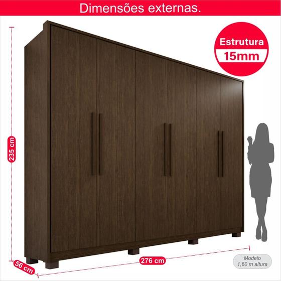 Guarda-Roupa Casal Europa Palermo com 6 Portas e 6 Gavetas - 250cm de largura