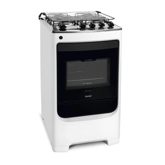 Fogão Consul 4 Bocas CFO4NAB com Mesa de Inox, Acendimento Automático e Design Frente Única Bivolt - Branco