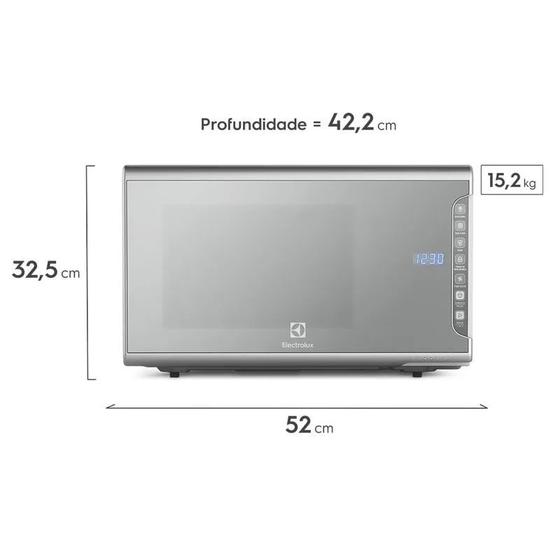 Forno de Micro-ondas Electrolux MI41S Inox Espelhado com Painel Integrado e Função Tira Odor - 31 litros