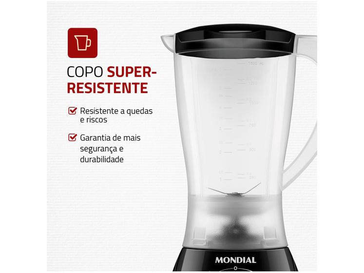 Liquidificador Mondial Power- L-550 com 2 Velocidades + Pulsar e 550W - Preto