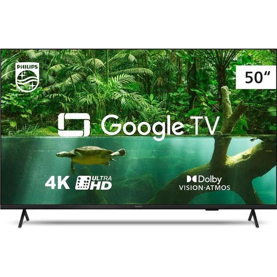 Smart TV 50" Ultra HD 4K Philips 50PUG7408/78 com Google TV, HDR10+, Dolby Vision, Dolby Atmos, Bluetooth 5.0 e Chromeca