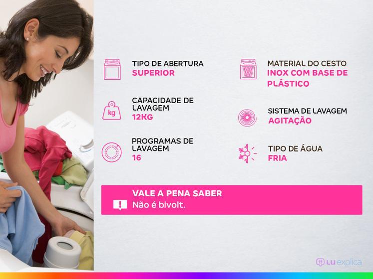 Lavadora de Roupas Consul 12kg CWH12BB com Dosagem Econômica e Ciclo Edredom   Branca