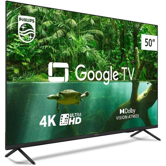 Smart TV 50" Ultra HD 4K Philips 50PUG7408/78 com Google TV, HDR10+, Dolby Vision, Dolby Atmos, Bluetooth 5.0 e Chromeca