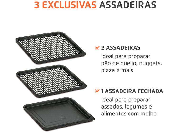 Fritadeira Elétrica Sem Óleo Air Fryer Oven 2 em 1 Mondial AFON-12L-BI 12L Digital   Preta/Inox