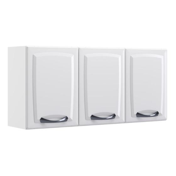 Armário Aéreo Itatiaia Diamante com 3 Portas e 2 Prateleiras - 120cm de largura - Branco